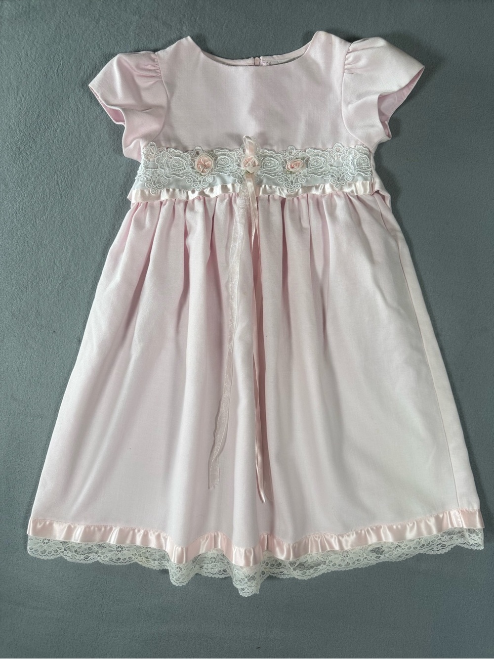 Size 4 Rare Editions Pink Lace Party Dress Satin Ribbon Easter Flower Girl